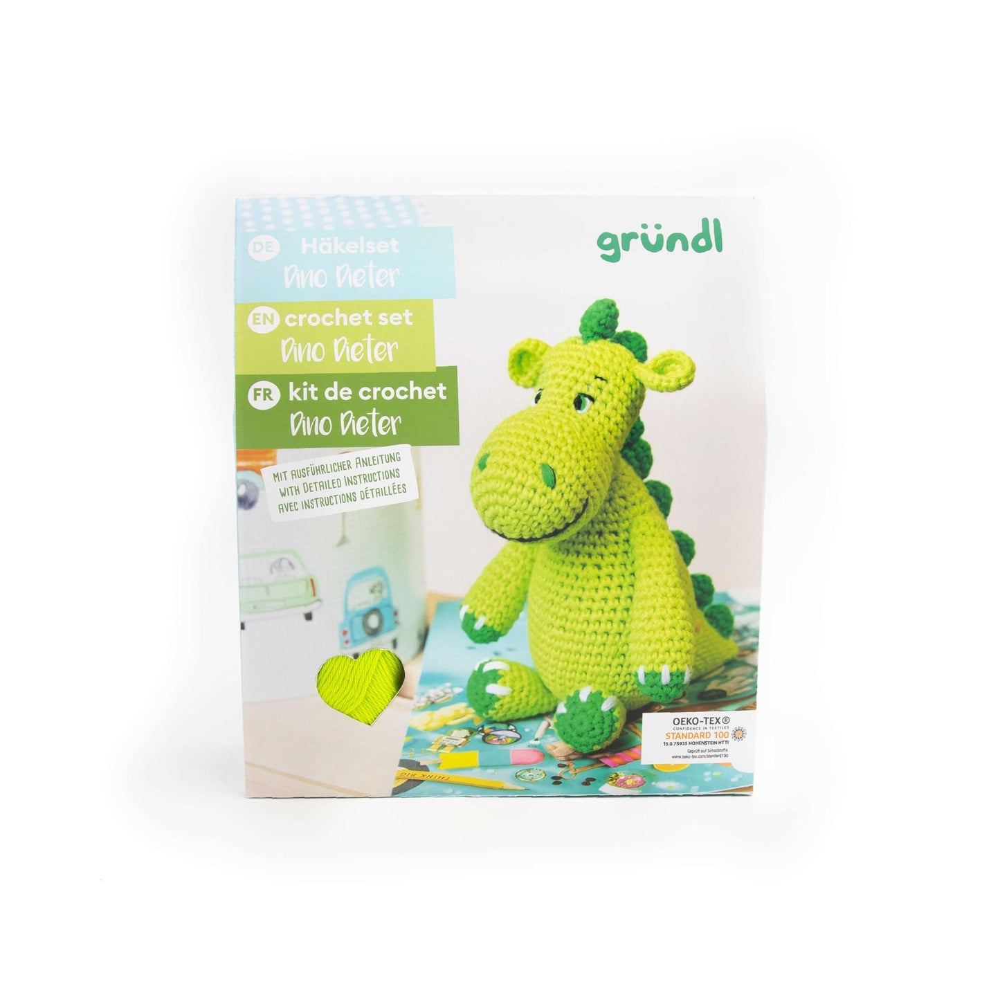 Gründl Häkeltiere, Häkelset in BOX - Dino