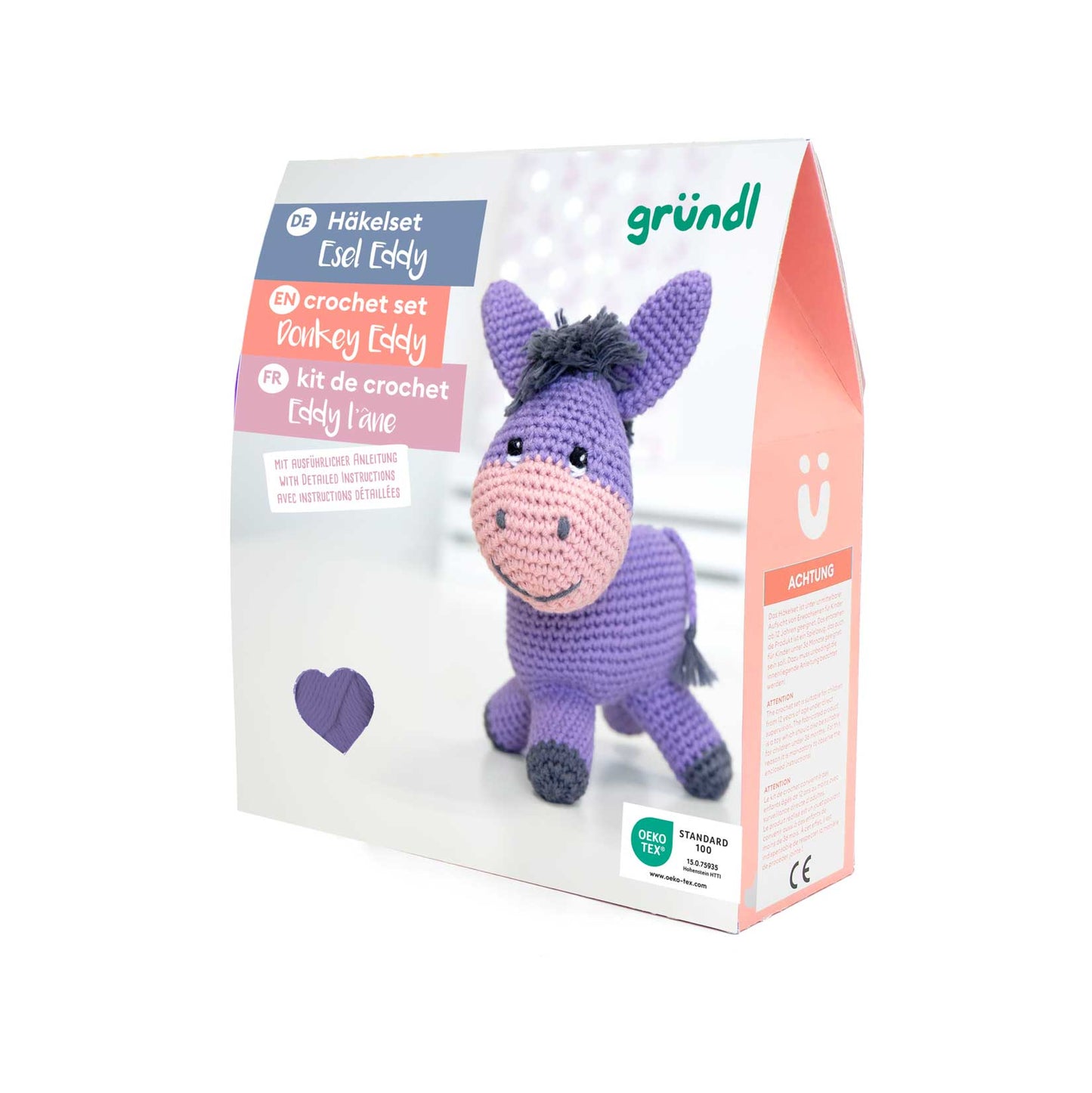 Gründl Häkeltiere, Häkelset in BOX - Esel